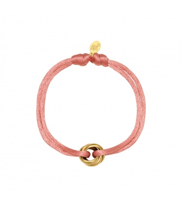 Roze satijnen armband met goudkleurig clipdetail