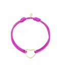 Fuchsia roze stoffen armband met een harten bedel