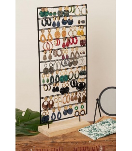 Goudkleurige Oorbellen Display met Zwarte Houten Voet - Yehwang | Webshop Must-Have