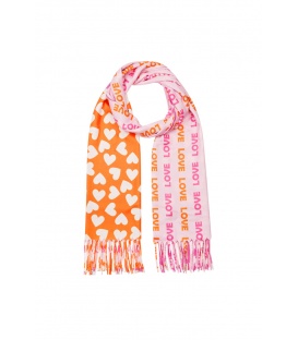  Trendy Oranje-Roze Zomer Sjaal met Hartjes - Must-have Accessoire