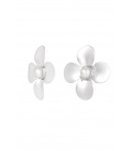 Statement oorbellen floral pearl - zilver