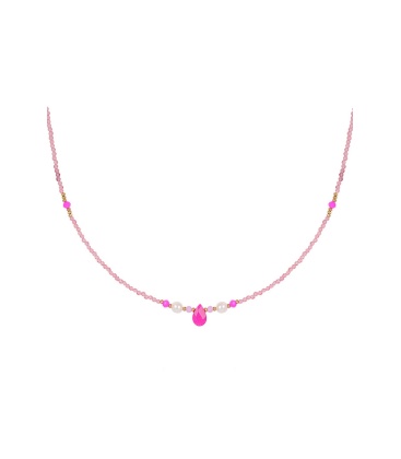  Fuchsia Roze Dunne Halsketting met Druppel Hanger | Verfijn je Stijl