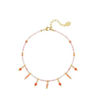 Oranje Enkel Armband met Glas Kralen - Stijlvolle Toevoeging aan je Sieradencollectie