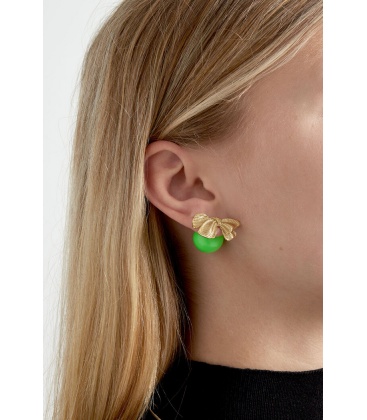 Strikjes studs oorbellen kleur - groen