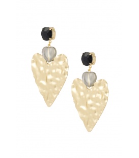 Big love statement oorbellen - zwart goud