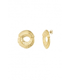 Earrings structured round - goud