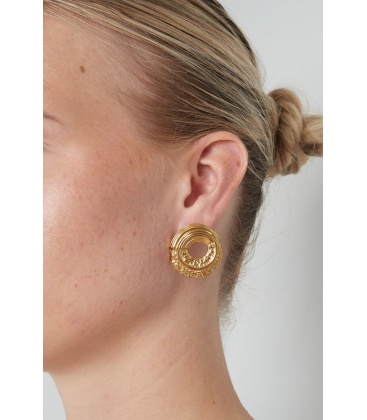 Earrings structured round - goud