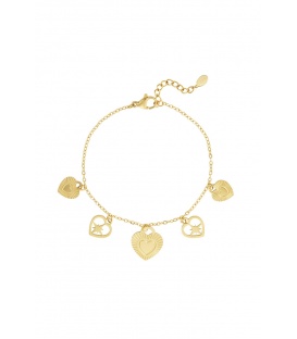 Passionate Heart Charms armband - goud