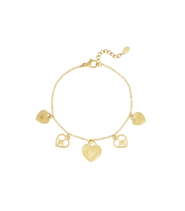 Passionate Heart Charms armband - goud