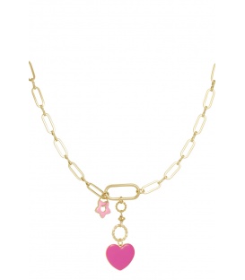 Ketting flower to heart - roze goud SKU0217078-351 Pink Gold Groothandel SKU0217078-351