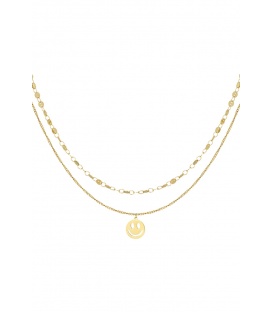 Ketting smiley day - goud SKU0217464-181 Goud Groothandel SKU0217464-181