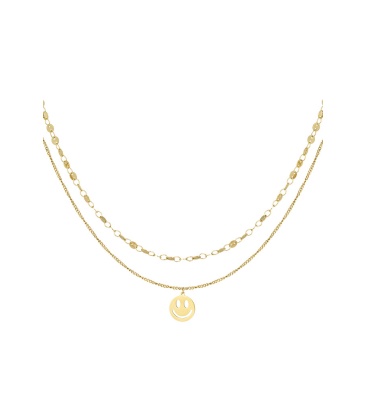 Ketting smiley day - goud SKU0217464-181 Goud Groothandel SKU0217464-181