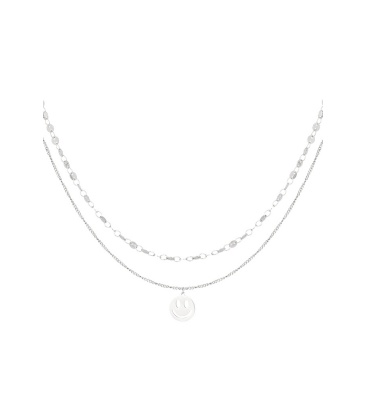 Ketting smiley day - zilver SKU0217464-111 Zilver Groothandel SKU0217464-111