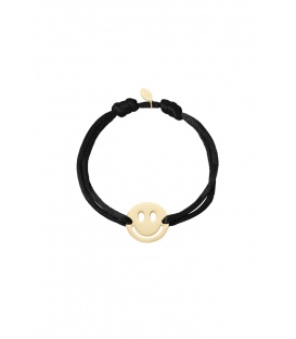 Satijnen armband met smiley - zwart SKU0293115-017 Zwart Groothandel SKU0293115-017