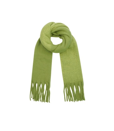 Groene wintersjaal met franjes Warm, stijlvol en trendy