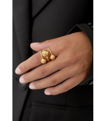 Elegante ring met goudkleurige kralen kopen online