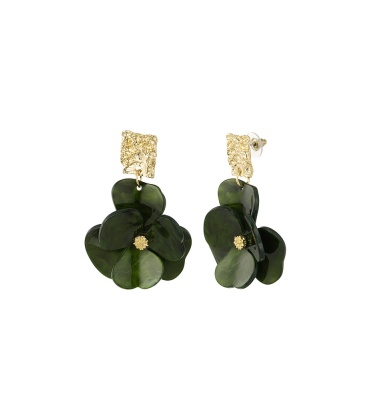 Oorbellen flower magic - groen goud SKU0292861-188 Green Gold Groothandel SKU0292861-188