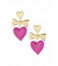 Oorbellen gekleurd hart en strik - fuchsia SKU0293004-358 Fuchsia Groothandel SKU0293004-358