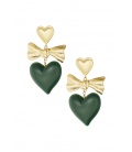 Oorbellen gekleurd hart en strik - groen goud SKU0293004-468 Green Gold Groothandel SKU0293004-468