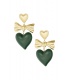 Oorbellen gekleurd hart en strik - groen goud SKU0293004-468 Green Gold Groothandel SKU0293004-468