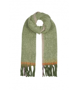 Groene winter sjaal met franje