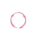 Roze koord armband met een goudkleurige bedel